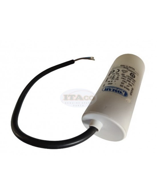 Made in Italy Motor Electrolytic Comar Condenser Capacitor Wire Type MKA 25 UF - 23.8UF ~ 25UF ~ 26.25UF 24uF 26uF 450V Vac Made in Italy Motor Electrolytic Comar Condenser Capacitor Wire Type MKA 25 UF - 23.8UF ~ 25UF ~ 26.25UF 24uF 26uF 450V Vac