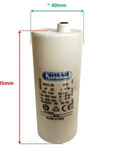 Made in Italy Motor Electrolytic Comar Condenser Capacitor Wire Type MKA 25 UF - 23.8UF ~ 25UF ~ 26.25UF 24uF 26uF 450V Vac