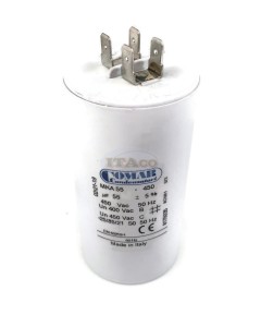 Made in Italy Motor Electrolytic Comar Condenser 55UF Capacitor MKA 55 UF - 52.3UF ~ 57.75UF 53UF 54UF 56UF 57UF 450V Vac
