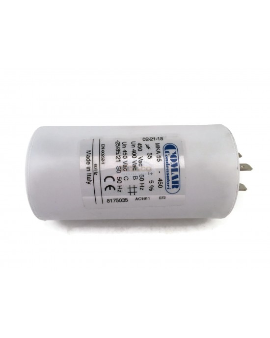 Made in Italy Motor Electrolytic Comar Condenser 55UF Capacitor MKA 55 UF - 52.3UF ~ 57.75UF 53UF 54UF 56UF 57UF 450V Vac