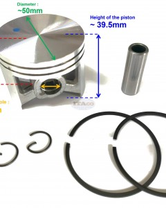Piston Kit Ring Set, Pin Clip Assy 1128 030 2000 replaces STIHL 044 MS440 50MM 10MM Chainsaw Motor Engine