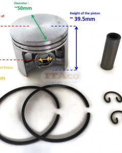 Piston Kit Ring Set, Pin Clip Assy 1128 030 2015 For STIHL 044 MS440 50MM 12MM PIN Chainsaw Motor Engine