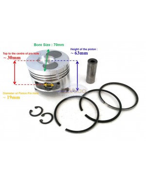 Replaces 70mm Bore Chinese 170F 170 F 4.5HP Diesel Engine Piston Kit Assy Ring Set STD
