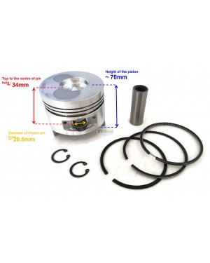 For 78.75mm Bore Chinese 178F 178 F 6HP Diesel Engine Piston Kit Assy Ring Set Oversize 0.75 030