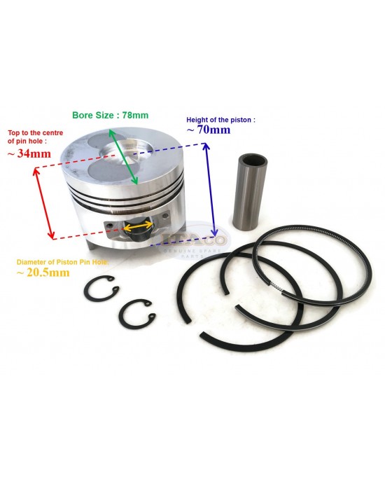 Chinese Diesel 178 178F F 7HP Engine Piston Kit Ring Set Pin Clip 6HP STD 78MM size Diesel Tractor Engine