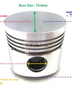 Piston 11121-2111-0 replace Kubota RK60 RK 60 RV60 RV 60 Water Cooled Diesel Tractor Engine DT8 76MM
