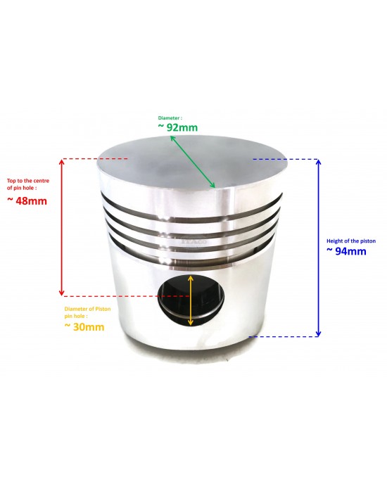 Piston 104600-22091 For Yanmar TS130 NS130 Water Cooled Forklift Tractor Diesel Engine Generator 92MM