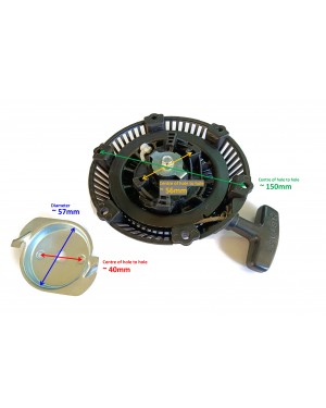 Recoil Rewind Pull Starter Assy with Metal Cup Pulley KS20060AD Compatible For Mitsubishi GM82 GM082 Chinese 152F 154F 156F 2.5HP 80cc 81cc 4 Stroke Lawnmower Engine