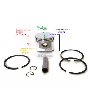 ITACO New Fits Honda G200 Piston Kit Includes Piston, Rings, Pin and Clips