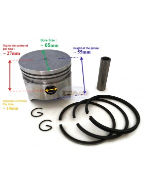 Piston Assy Ring Set 796-11631-03-93 5JG-11603-00-00 Compatible For Yamaha EF2000 MF180 YP20 YP30 65MM 4-stroke Multi-purpose Engine