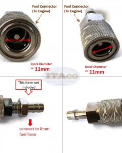 Boat Motor Socket Fuel Line Hose Connector 65750-98505 for Sierra Chrylser Suzuki Outboard 18-8062 197787-3 5/16" ID 11MM Engine