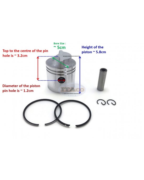 Boat Motor Piston Kit Assy Ring Set 6E0-11631 98 97 6EO For Yamaha Outboard 4HP 5HP 2-stroke 50MM Marine Engine