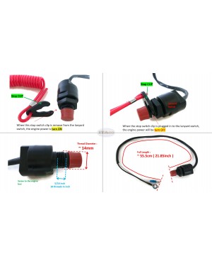 Boat Outboard Motor Kill Stop Switch Lanyard 87-97765M For Mercury Mercruiser Mariner Outboard 2/4-stroke Engine