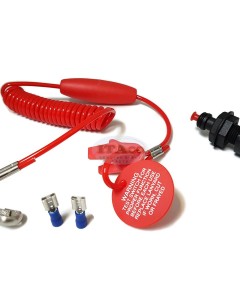Boat Motor Emergency Cut-Off Switch Coiled Lanyard for Yamaha Mercury Mariner Outboard 12V Rating 12V DC 10A/450V DC 400ma 2/4 stroke Engine