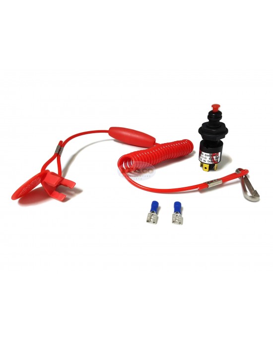 Boat Motor Emergency Cut-Off Switch w/Coiled Lanyard for Johnson Evinrude OMC Outboard 12V Rating 12V DC 10A/450V DC 400ma 2/4 stroke Engine