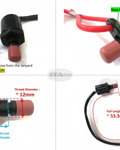 Boat Motor Emergency Stop Switch Lanyard w/ Hook For Suzuki Outboard 37830-89E02 37830-89E01 92D11 92D10 2/4 stroke Engine