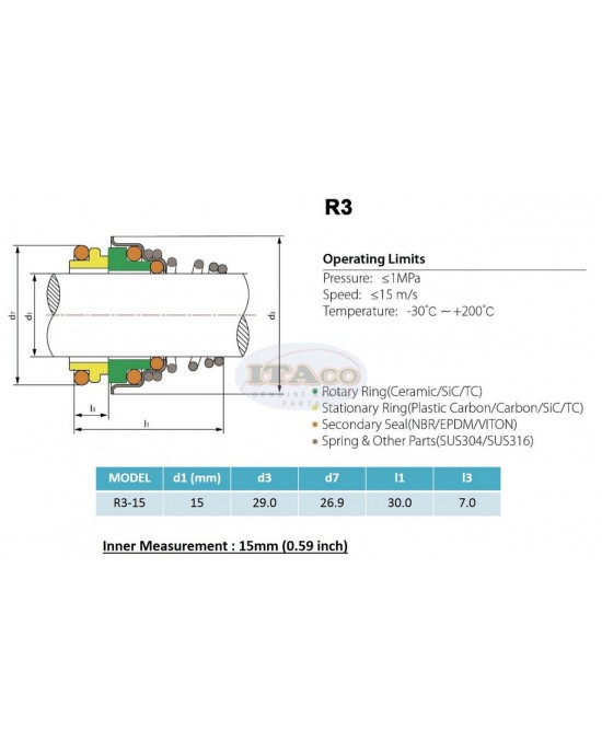 Mechanical Water Pump Seal Kit Blower Diving Circulating TS 155 15MM 15 MM 0.59 inch R3 Rotary Ring Plastic Carbon SiC TC Spring Stationary Ring Cermaic Seal Engine Mechanical Water Pump Seal Kit Blower Diving Circulating TS 155 15MM 15 MM 0.59 inch R3 Rotary Ring Plastic Carbon SiC TC Spring Stationary Ring Cermaic Seal Engine