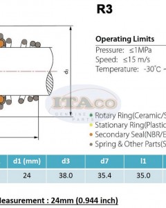 Mechanical Water Pump Seal Kit Blower Diving Circulating TS 155 24MM 24 MM 0.9055 " inch R3 Rotary Ring Plastic Carbon SiC TC Spring Stationary Ring Cermaic Seal Engine
