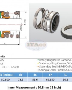 Mechanical Water Pump Seal WIN 2" 2 inch " 50.8 MM Blower Diving Circulating TS560A Rotary Ring Plastic Carbon SiC TC Spring Stationary Ring Cermaic Seal CMS Engine