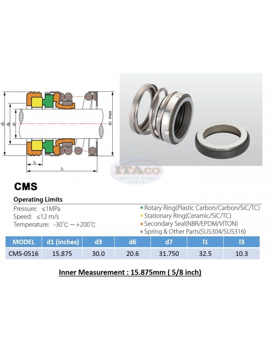 Mechanical Water Pump Seal WIN 5/8" 0.625 5/8 " Blower Diving Circulating TS560A Rotary Ring Plastic Carbon SiC TC Spring Stationary Ring Cermaic Seal CMS Engine Mechanical Water Pump Seal WIN 5/8" 0.625 5/8 " Blower Diving Circulating TS560A Rotary Ring Plastic Carbon SiC TC Spring Stationary Ring Cermaic Seal CMS Engine